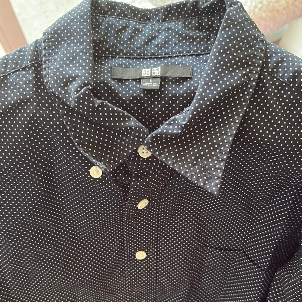 Uniqlo Black Shirt with White Dots